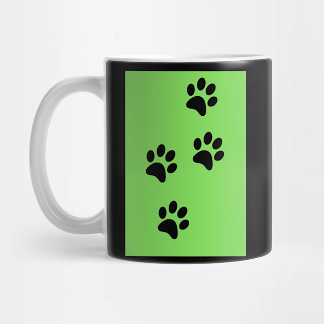 Black Pawprints on Light Green by Blue Butterfly Designs 
